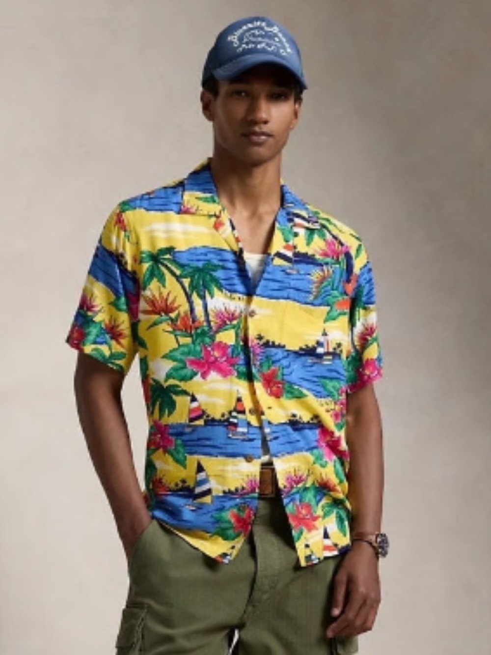 Nwt Polo Ralph Lauren Men's Yellow Tropical Print Button Down Shirt size 2XLT